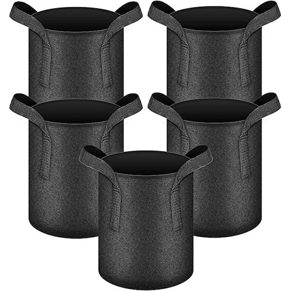Ipower Grow Bag, 2-gallon, 5-pack, Black, 5PK GLGROWBAG2X5BLK - main